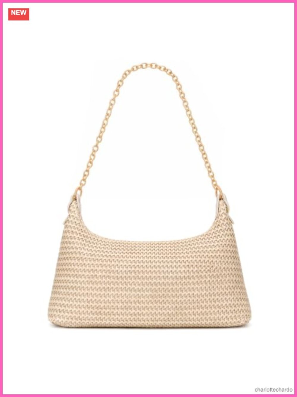 Straw Tote Beach Bag with Chain & Leather Strap Boho Shoulder Handbag Summer